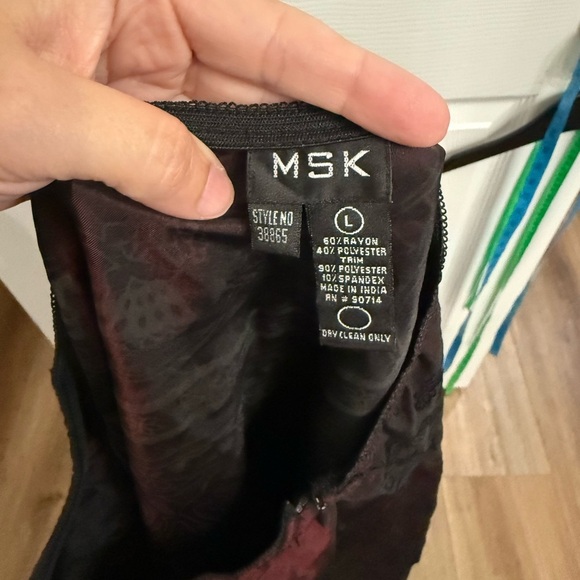 MSK Burgundy Black Flocked Velvet A-Line Skirt Women’s Large Style 38865 - Picture 6 of 7